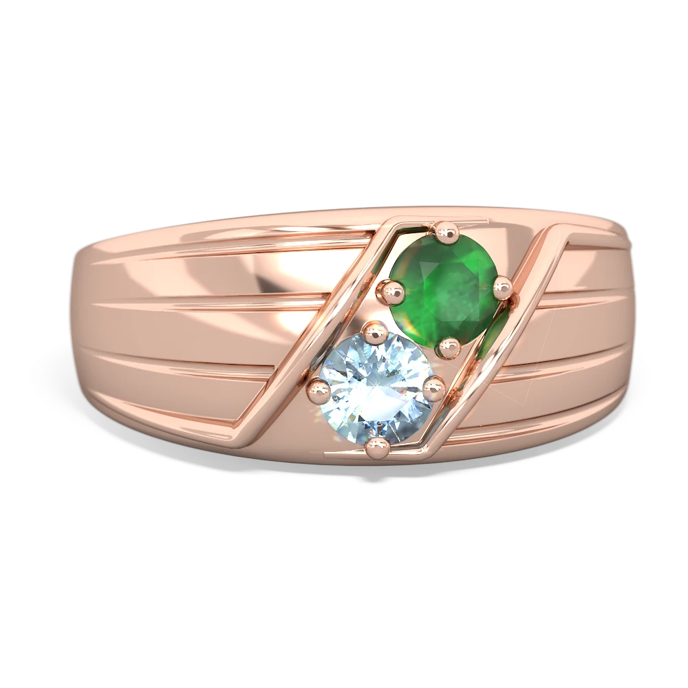 Emerald Men's Streamline 14K Rose Gold ring R0460