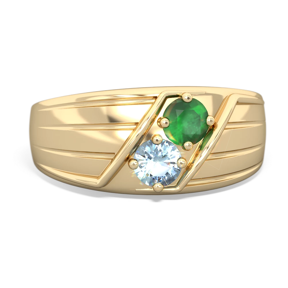 Emerald Men's Streamline 14K Yellow Gold ring R0460