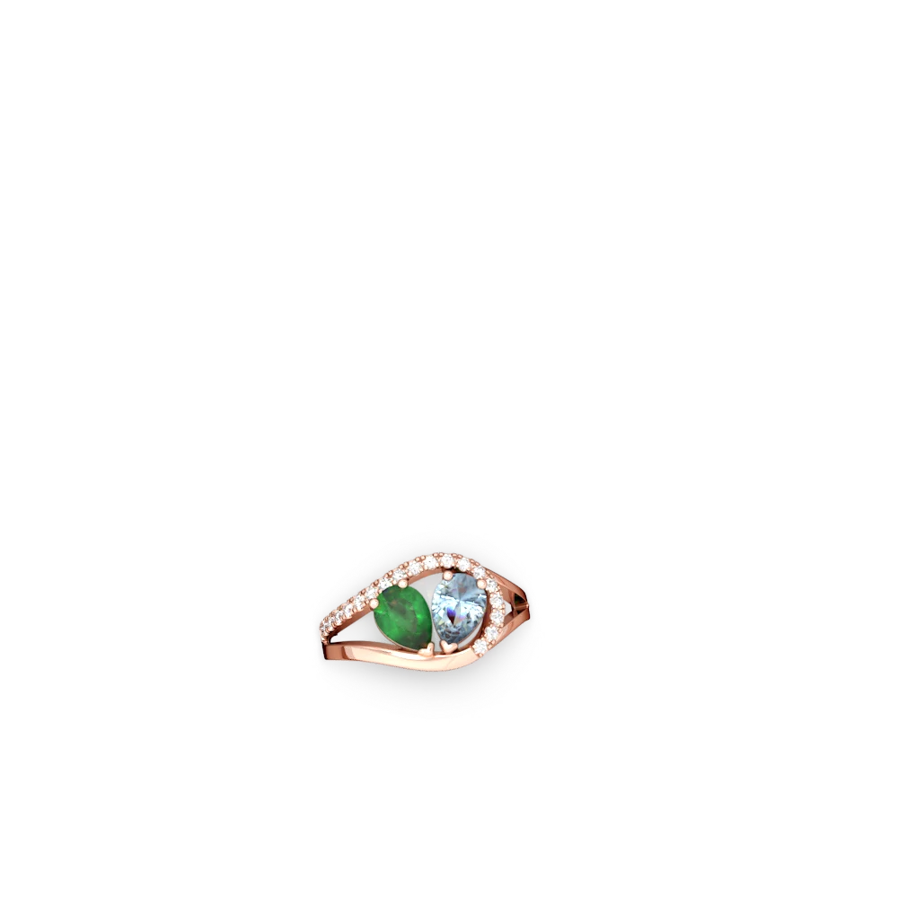 Emerald Nestled Heart Keepsake 14K Rose Gold ring R5650