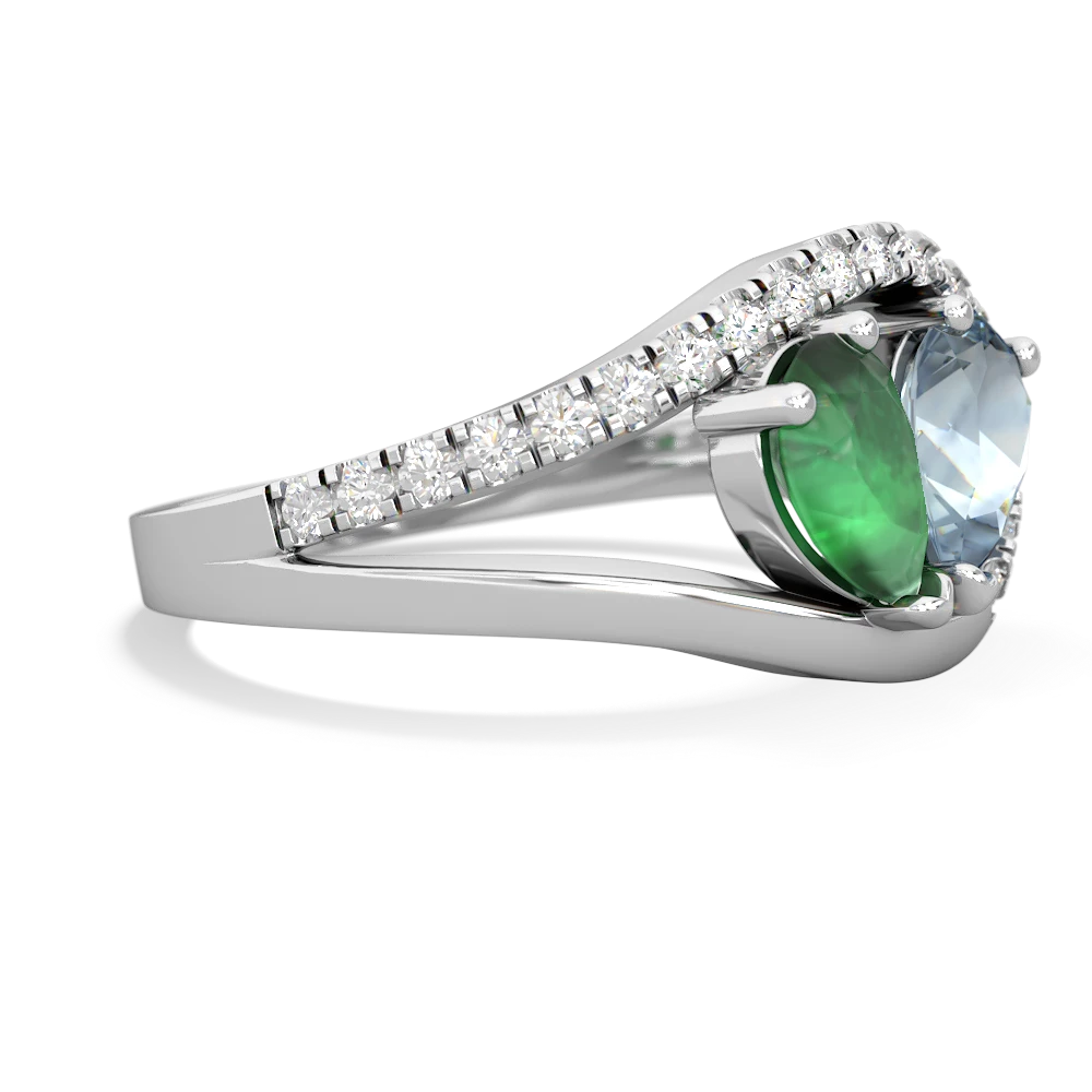 Emerald Nestled Heart Keepsake 14K White Gold ring R5650