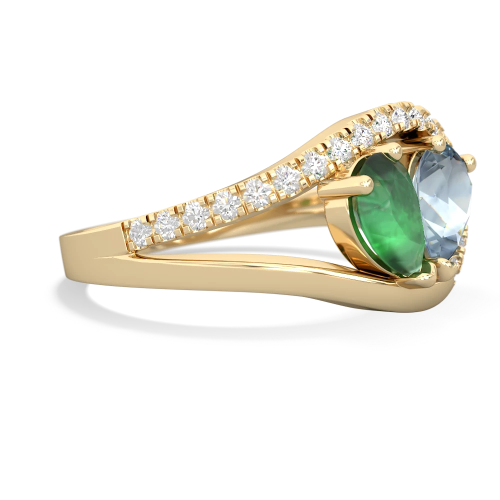 Emerald Nestled Heart Keepsake 14K Yellow Gold ring R5650