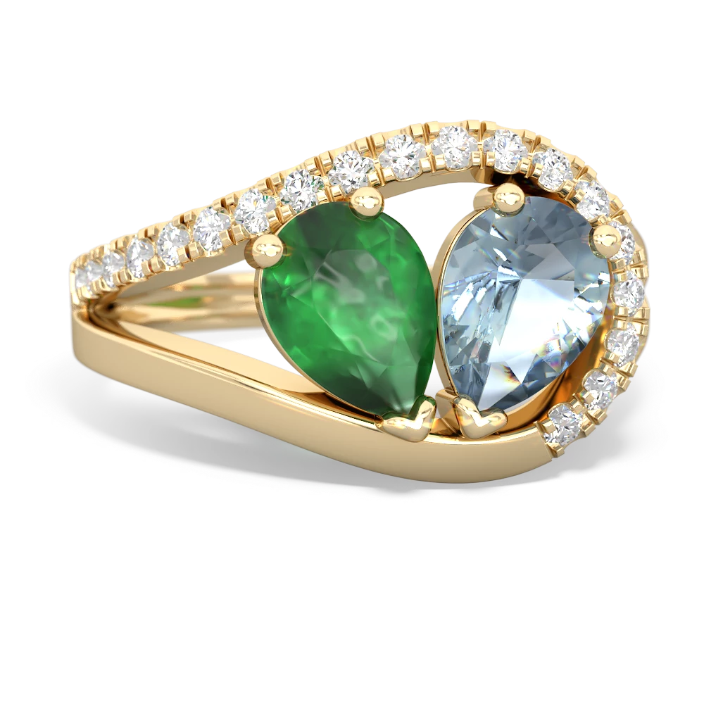 Emerald Nestled Heart Keepsake 14K Yellow Gold ring R5650