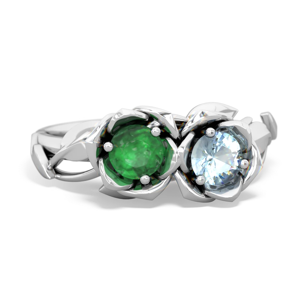 Emerald Rose Garden 14K White Gold ring R5510