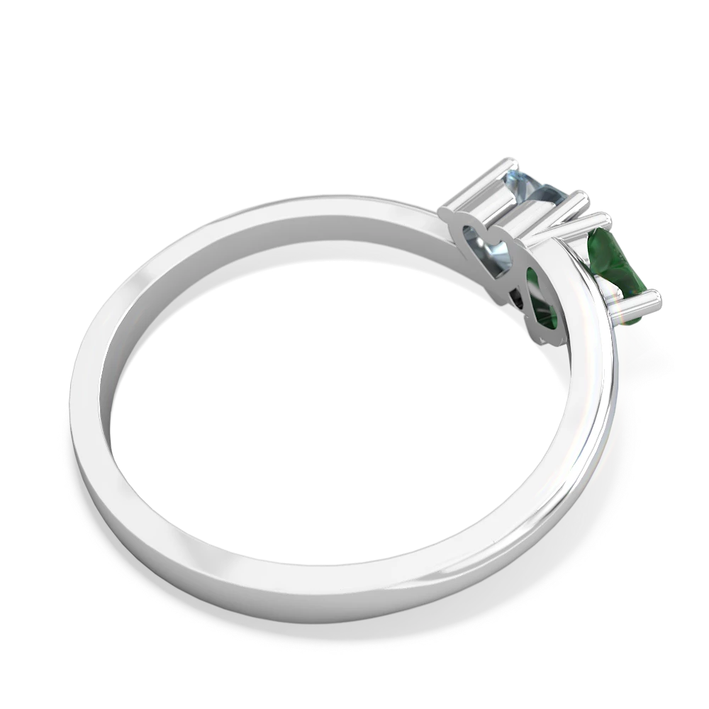 Emerald Sweethearts 14K White Gold ring R5260