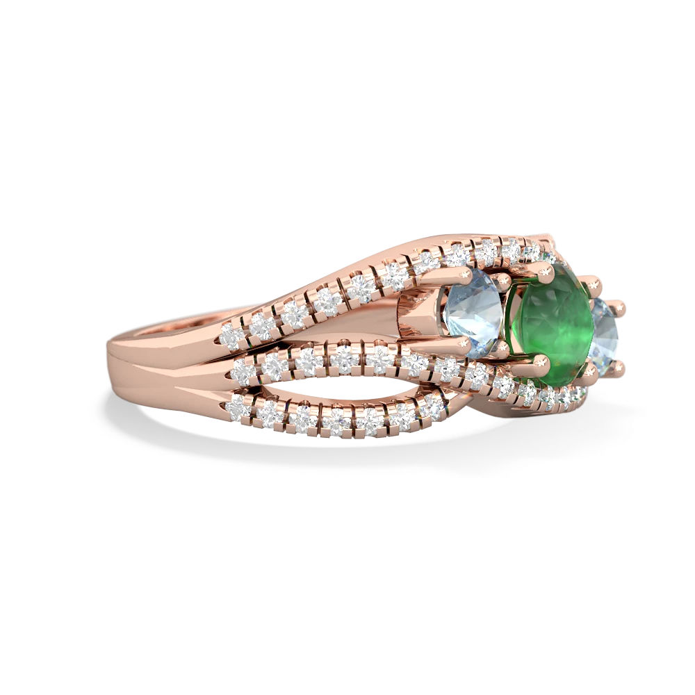 Emerald Three Stone Aurora 14K Rose Gold ring R3080