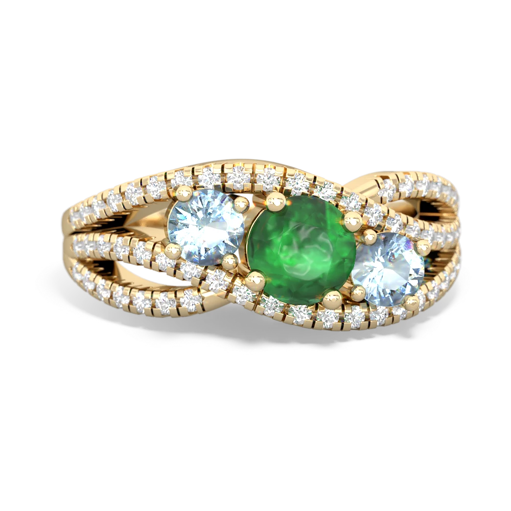 Emerald Three Stone Aurora 14K Yellow Gold ring R3080