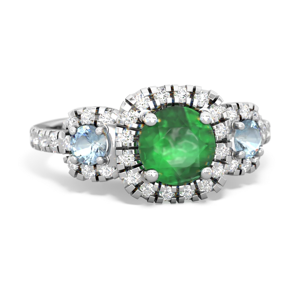 Emerald Regal Halo 14K White Gold ring R5350