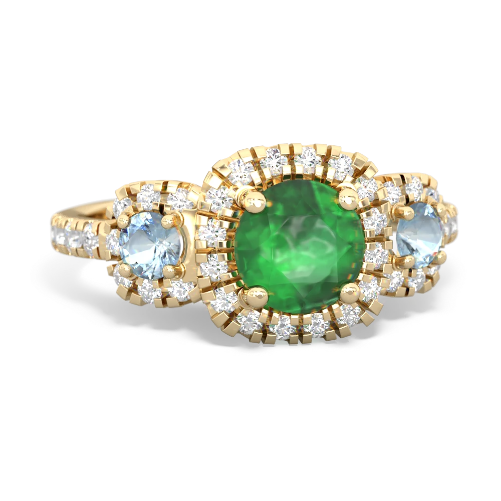 Emerald Regal Halo 14K Yellow Gold ring R5350