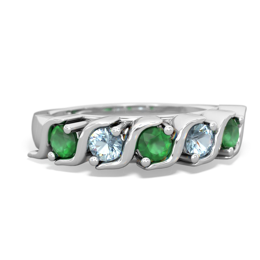 Emerald Anniversary Band 14K White Gold ring R2089