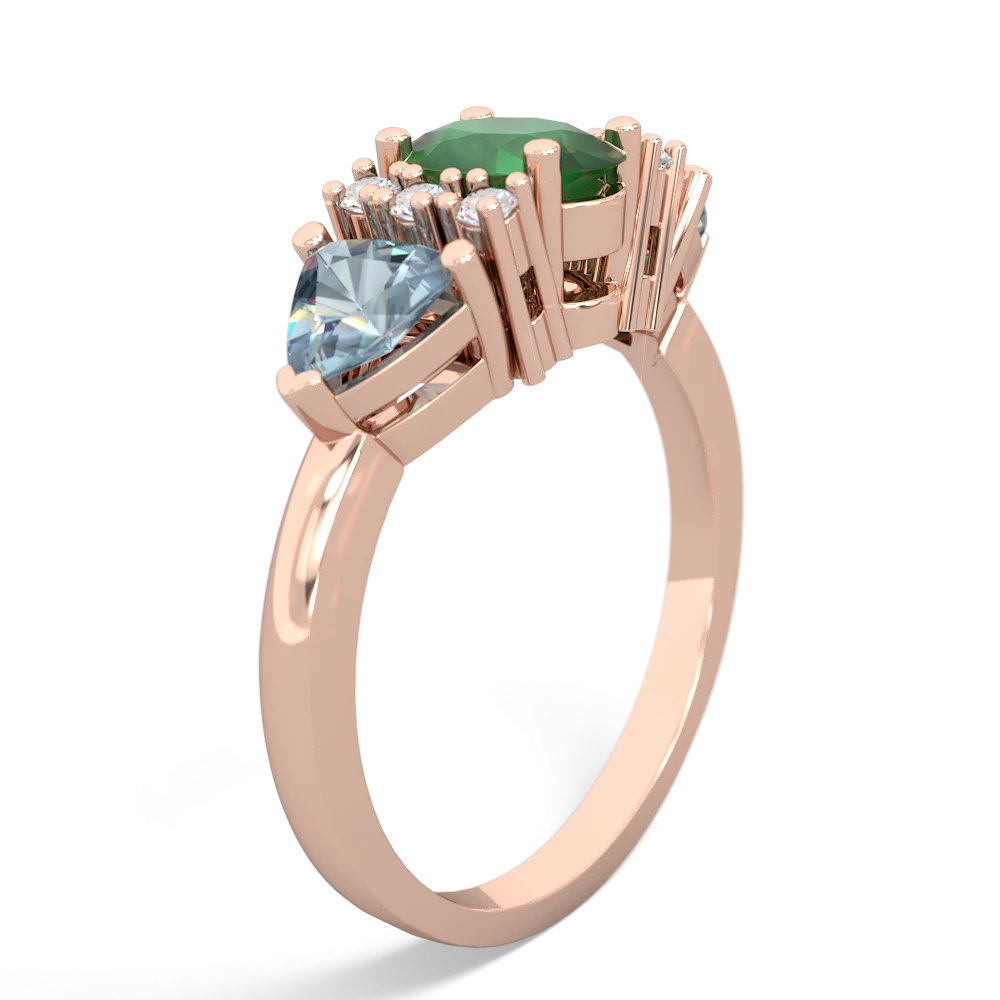 Emerald Antique Style Three Stone 14K Rose Gold ring R2186