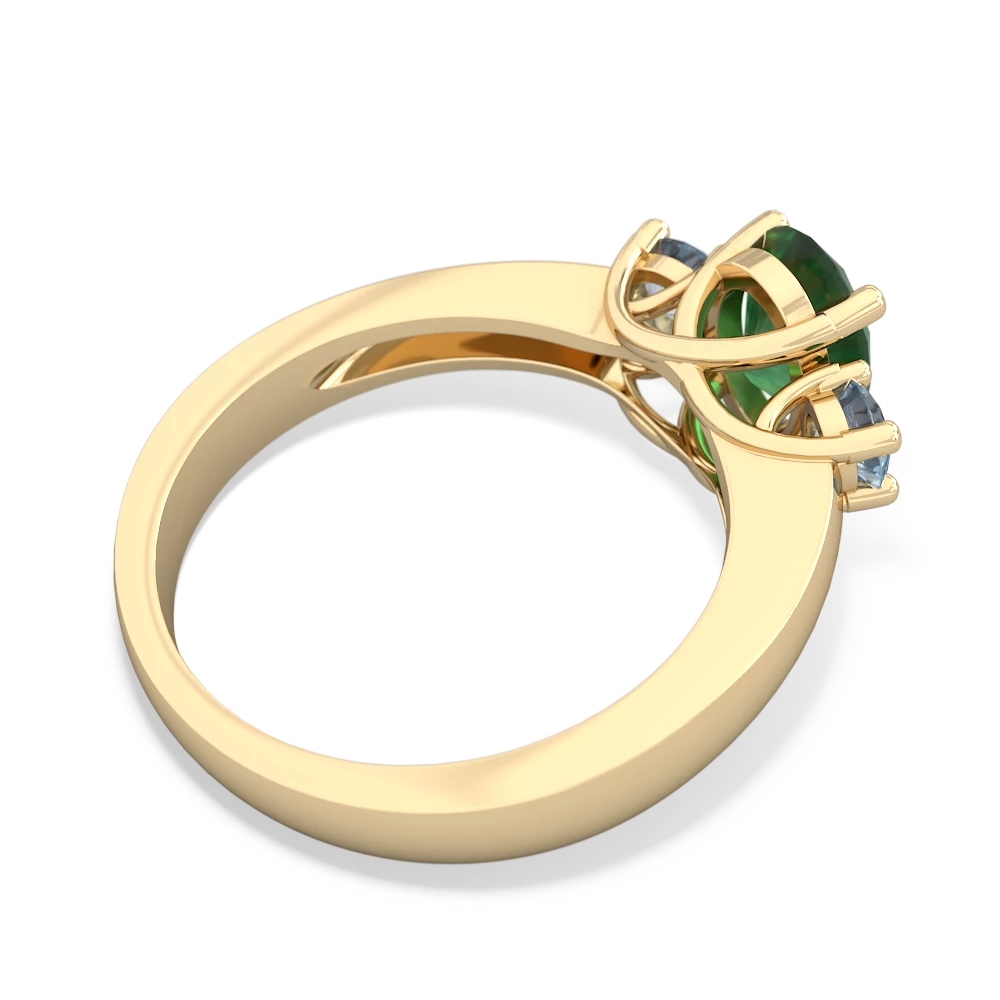 Emerald Three Stone Oval Trellis 14K Yellow Gold ring R4024