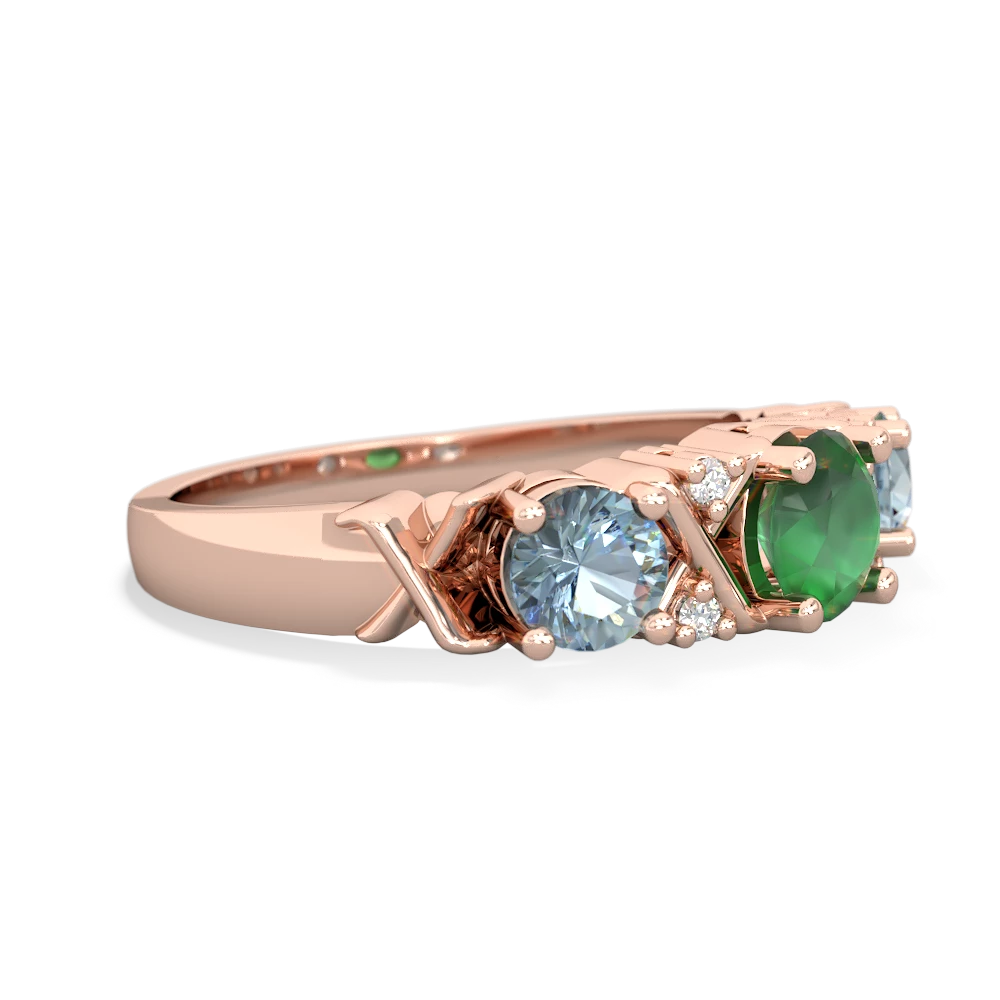 Emerald Hugs And Kisses 14K Rose Gold ring R5016