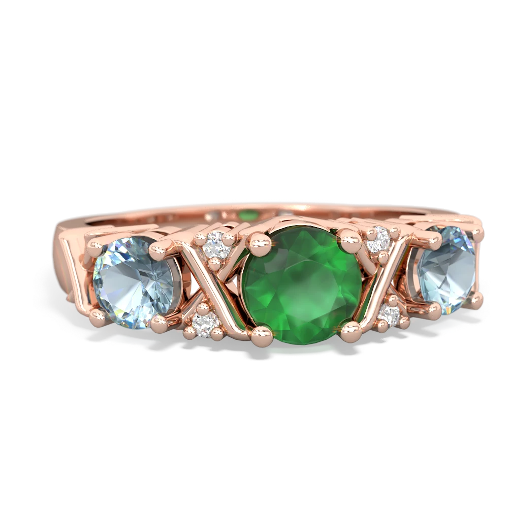 Emerald Hugs And Kisses 14K Rose Gold ring R5016