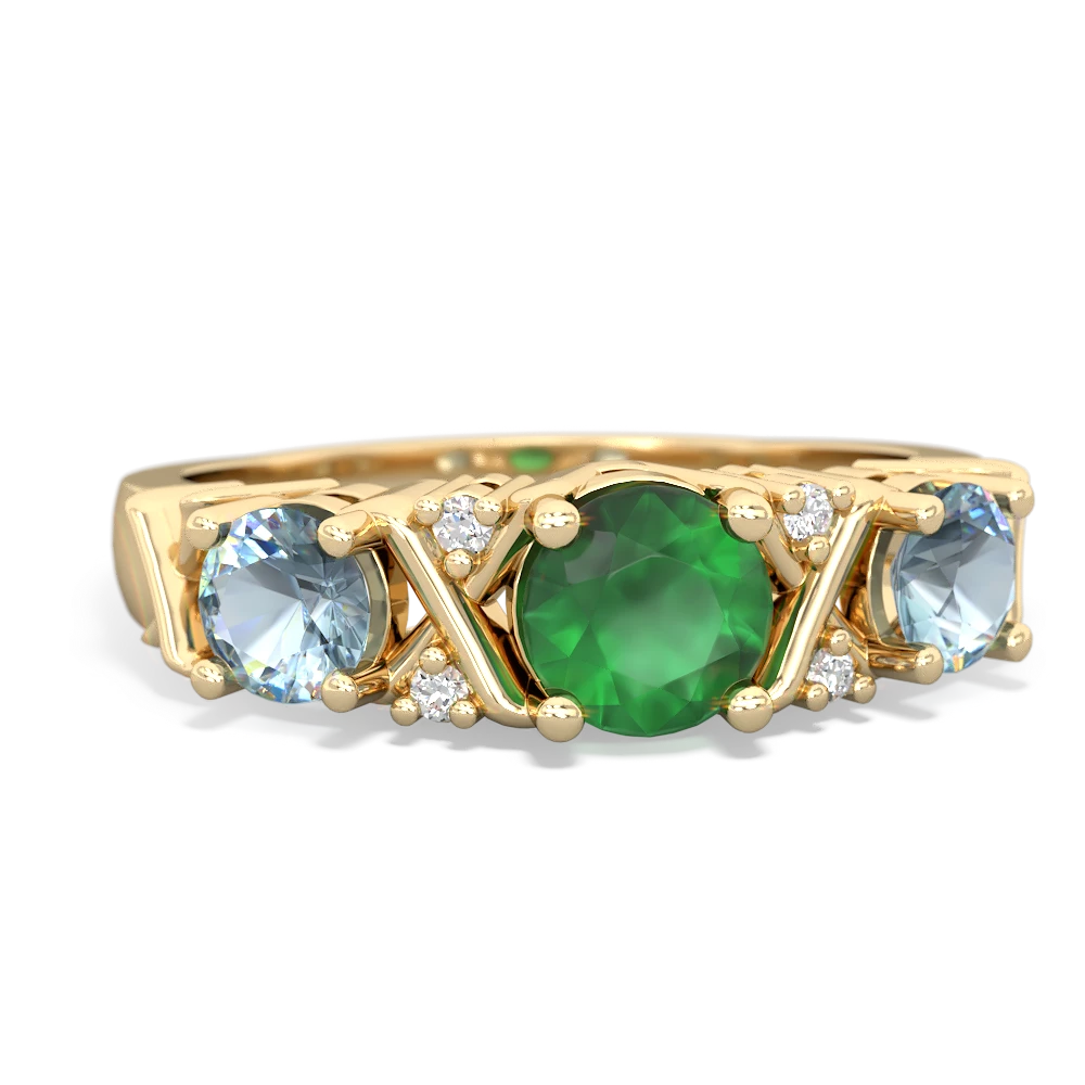 Emerald Hugs And Kisses 14K Yellow Gold ring R5016