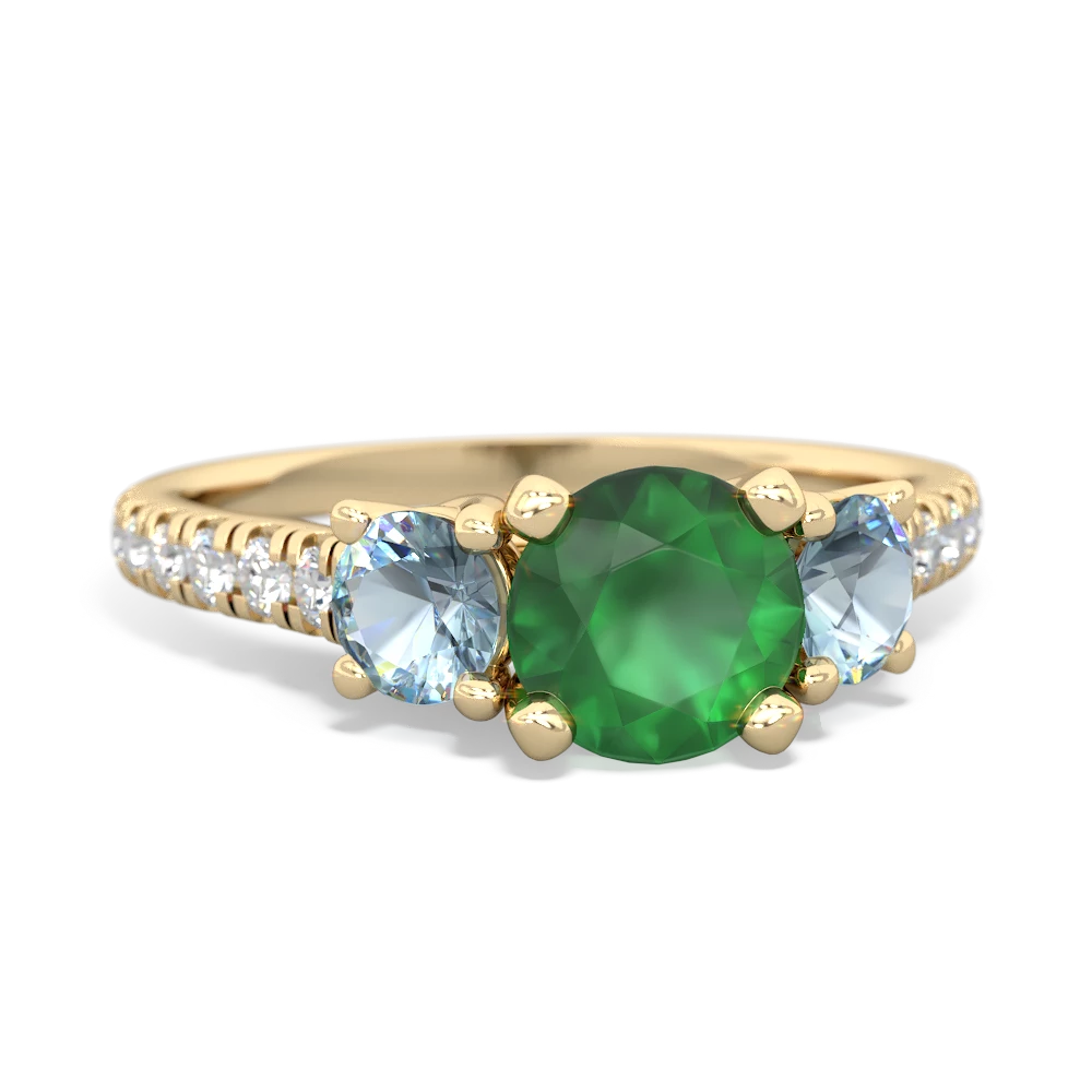 Emerald Pave Trellis 14K Yellow Gold ring R5500