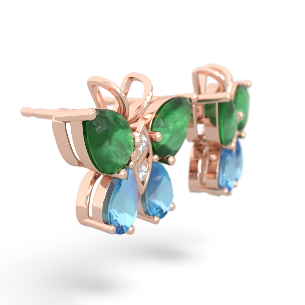 Emerald Butterfly 14K Rose Gold earrings E2215