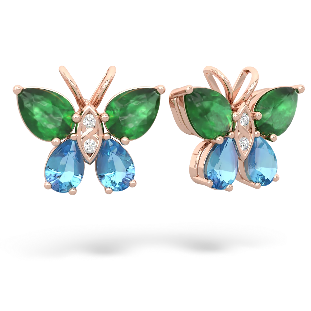 Emerald Butterfly 14K Rose Gold earrings E2215