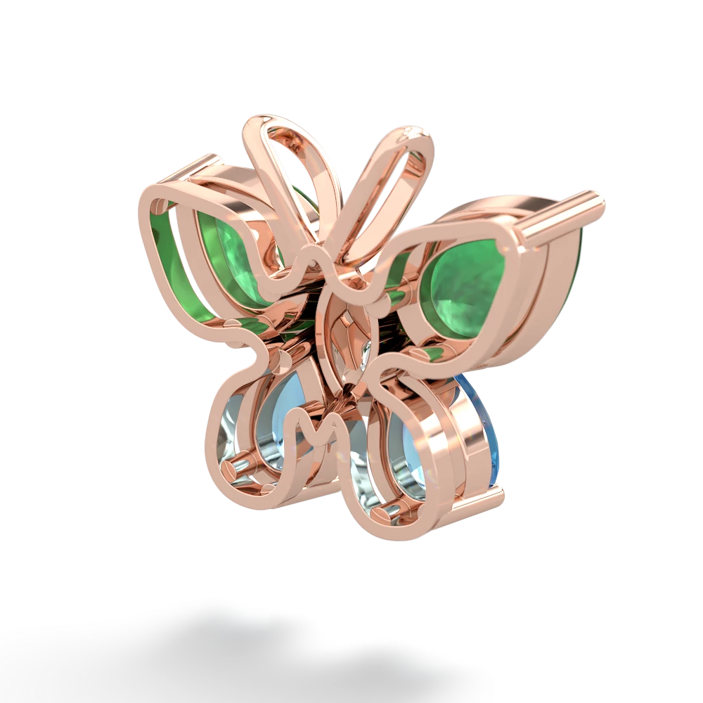 Emerald Butterfly 14K Rose Gold pendant P2215