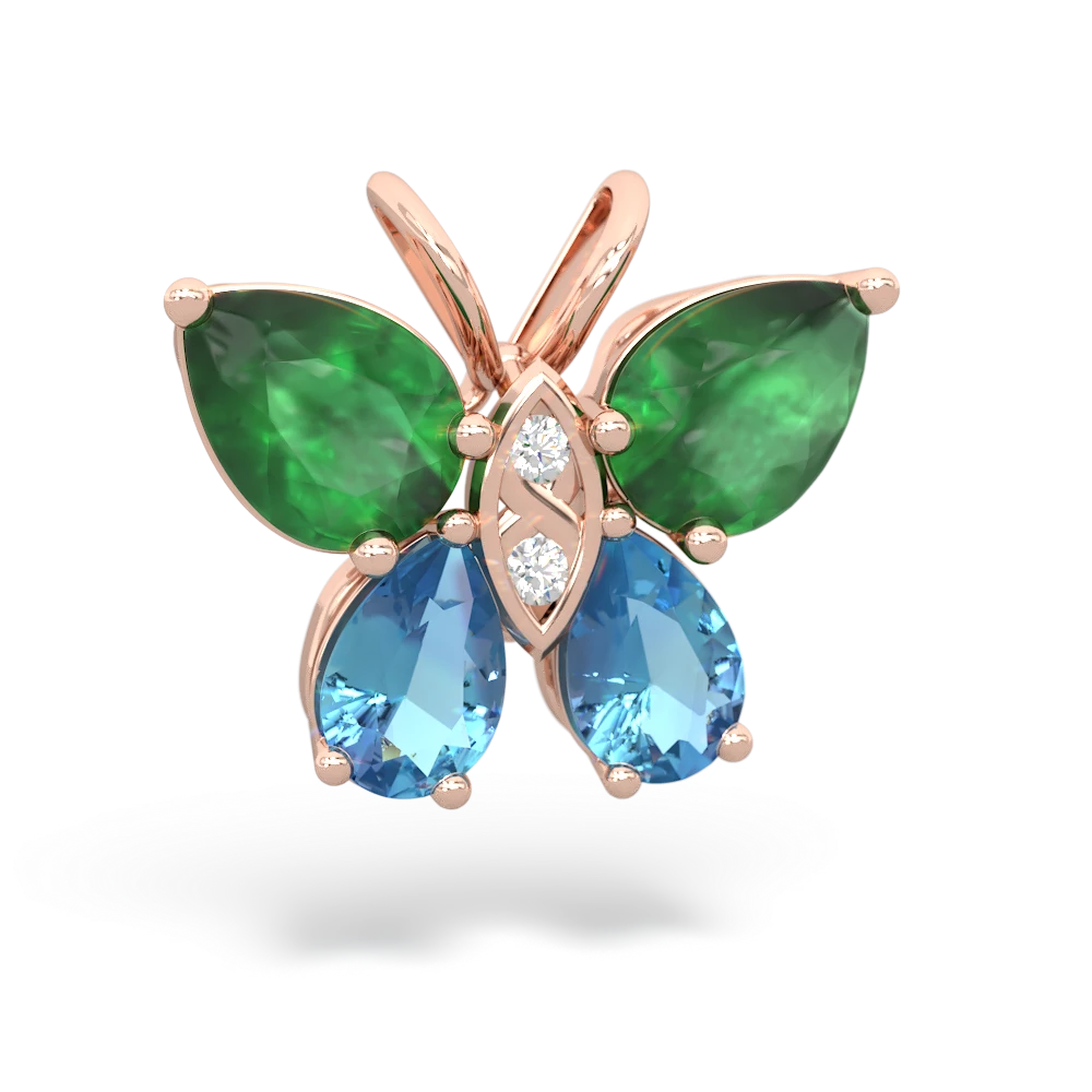 Emerald Butterfly 14K Rose Gold pendant P2215