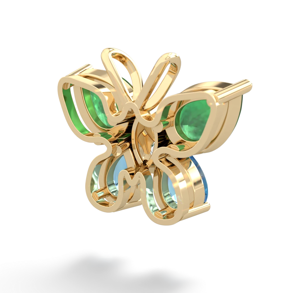 Emerald Butterfly 14K Yellow Gold pendant P2215