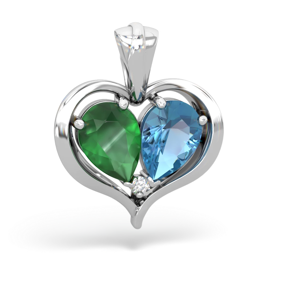 Emerald Two Become One 14K White Gold pendant P5330