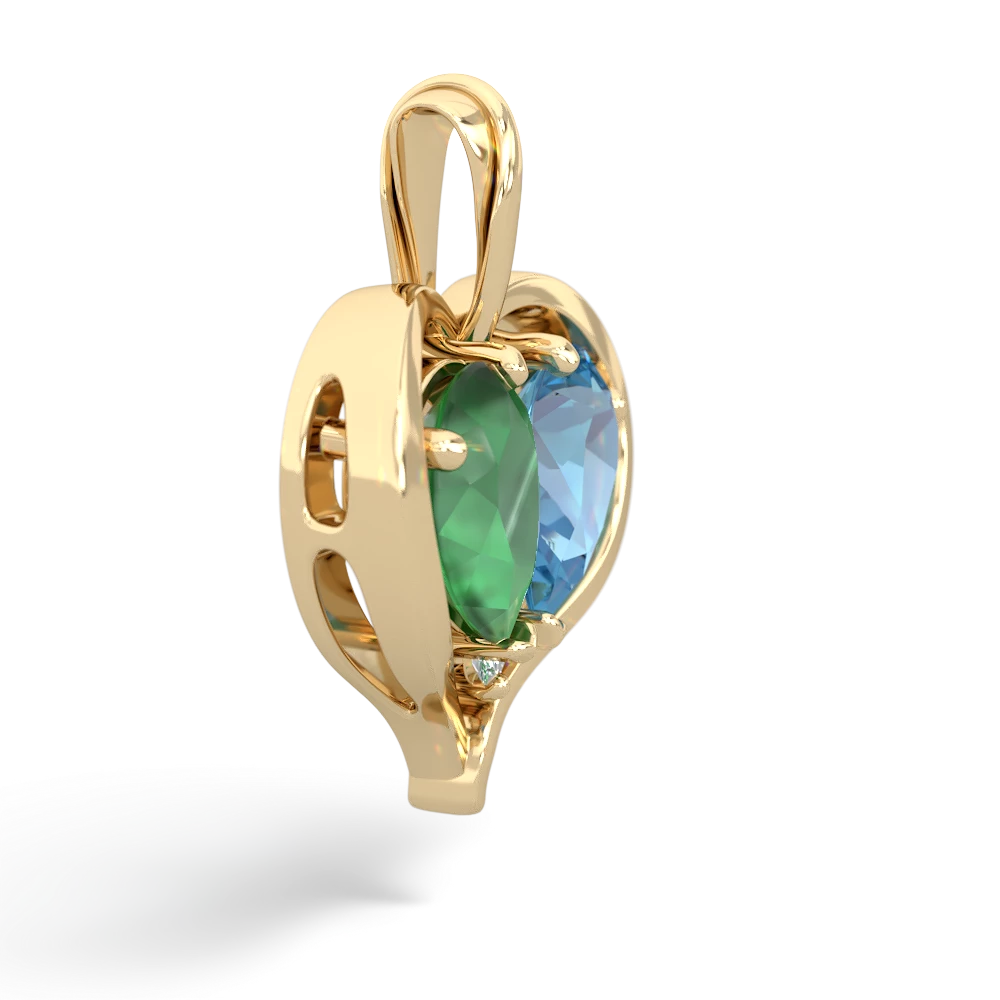 Emerald Two Become One 14K Yellow Gold pendant P5330