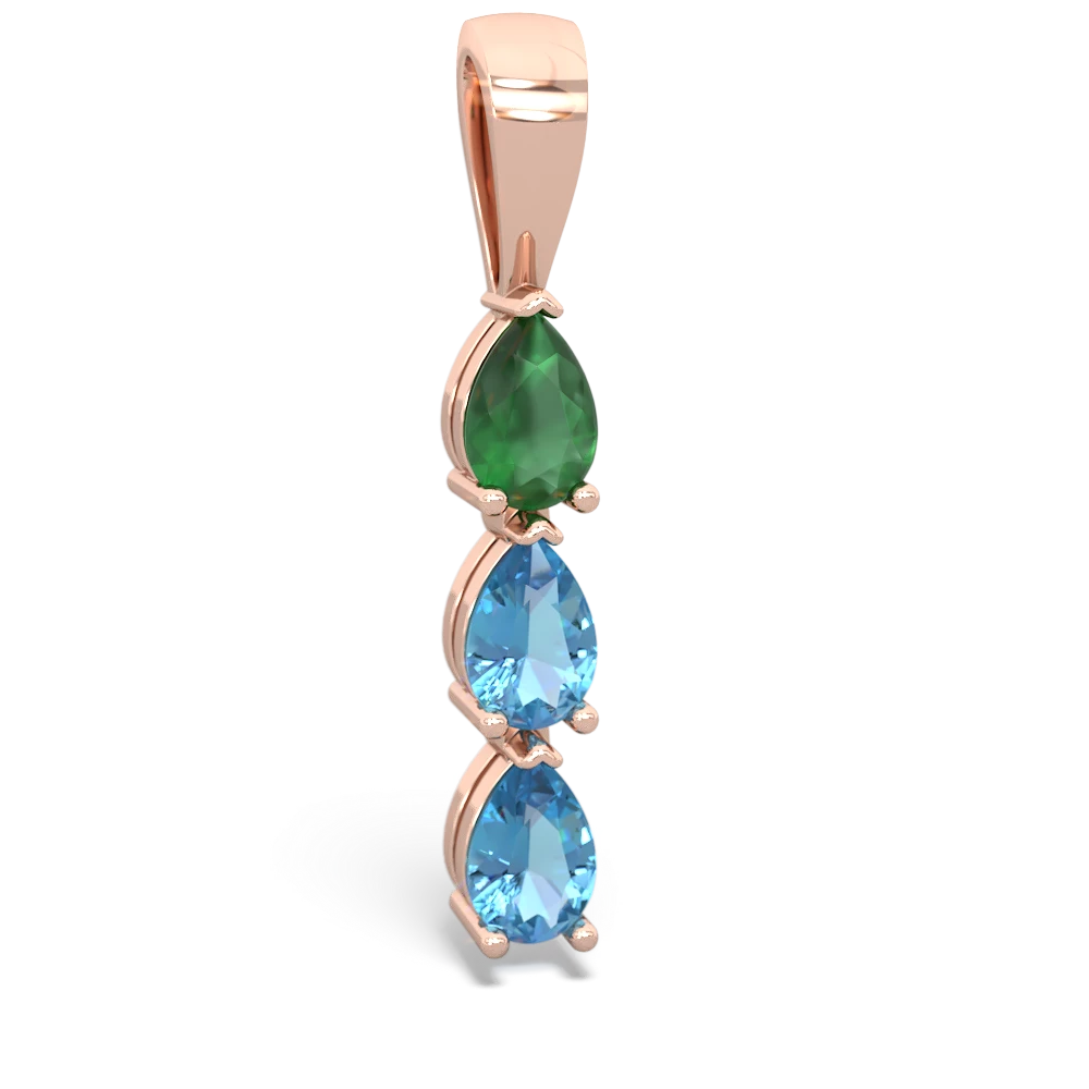 Emerald Dew Drops 14K Rose Gold pendant P2251