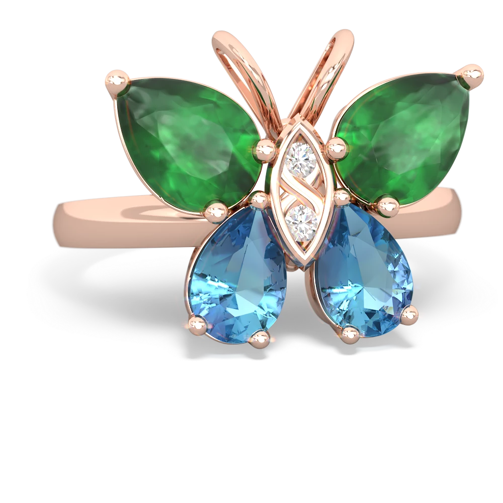 Emerald Butterfly 14K Rose Gold ring R2215