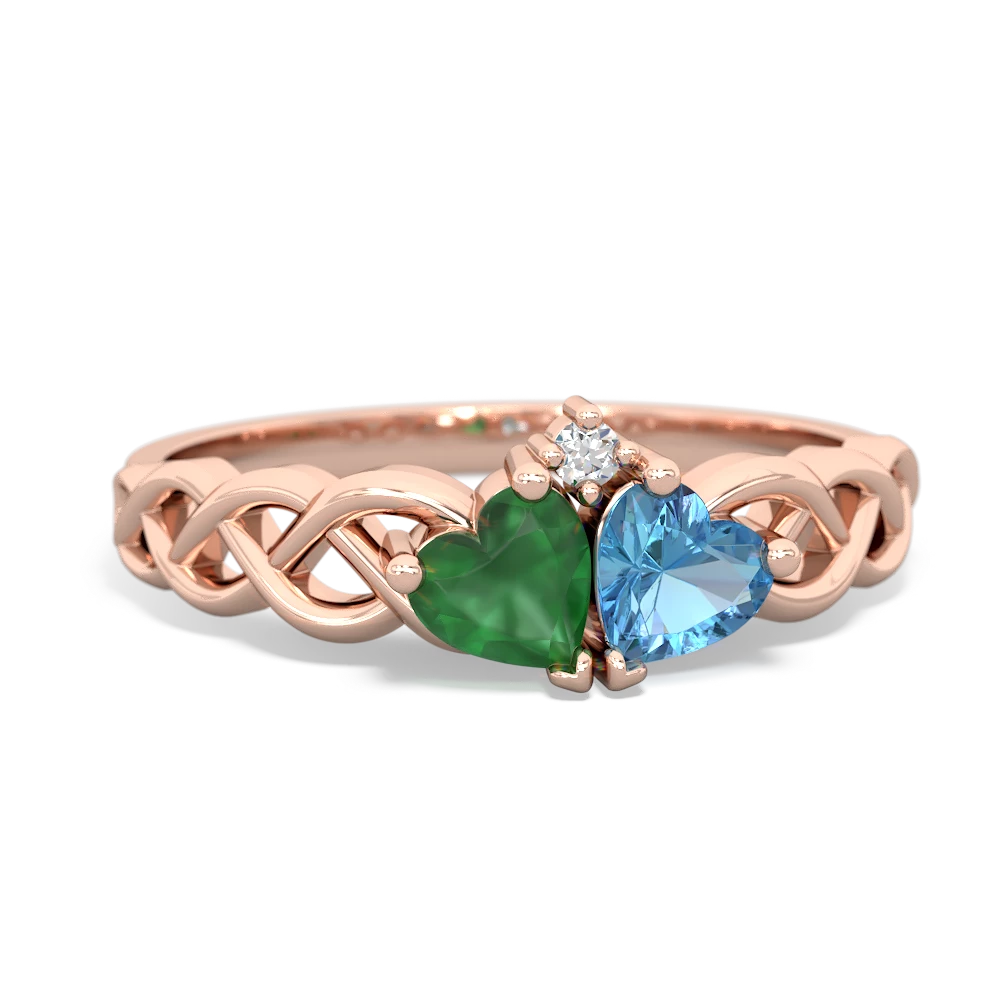 Emerald Heart To Heart Braid 14K Rose Gold ring R5870