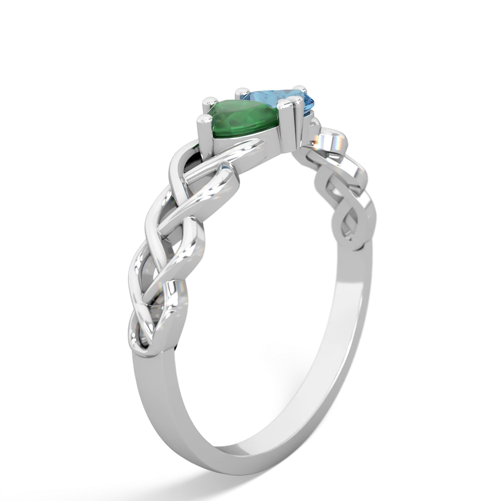 Emerald Heart To Heart Braid 14K White Gold ring R5870