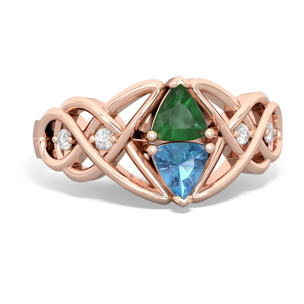 Emerald Keepsake Celtic Knot 14K Rose Gold ring R5300