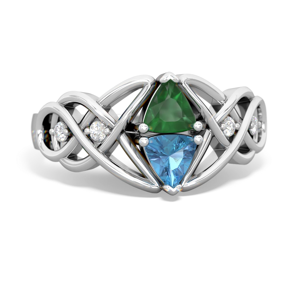 Emerald Keepsake Celtic Knot 14K White Gold ring R5300