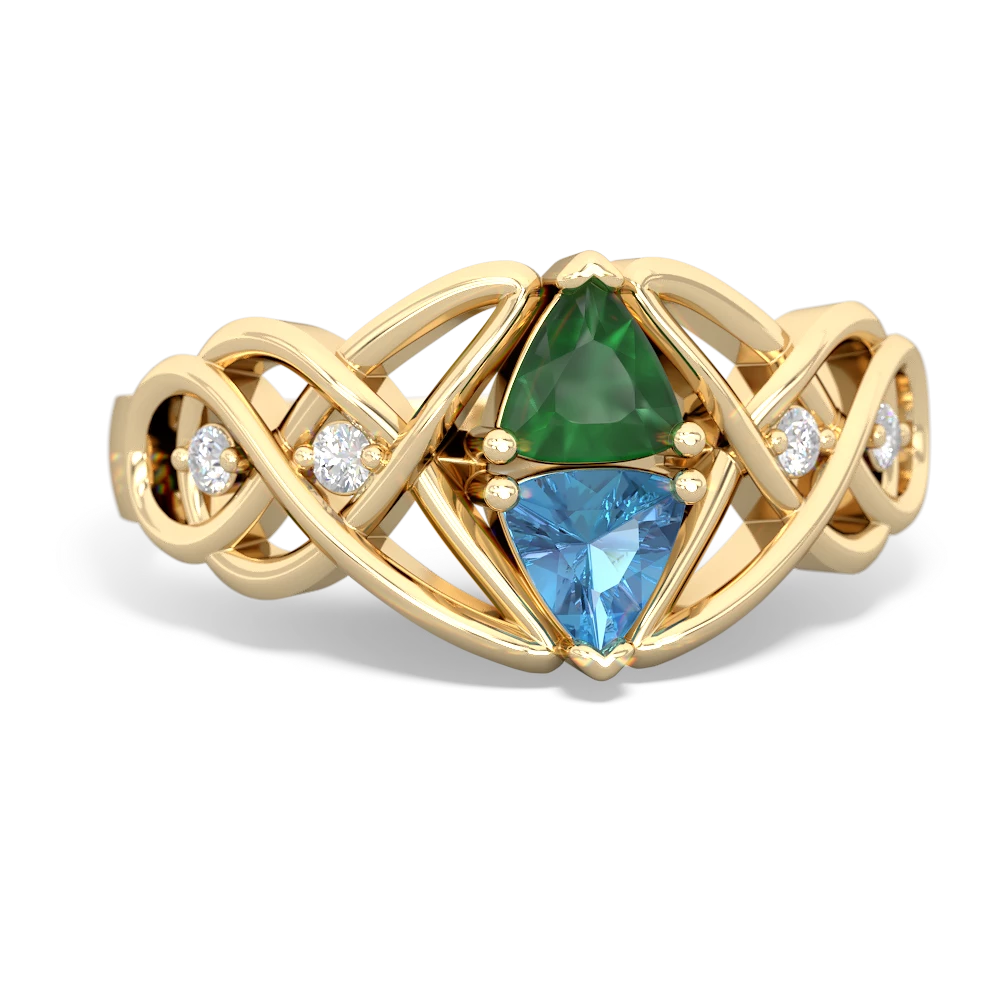 Emerald Keepsake Celtic Knot 14K Yellow Gold ring R5300