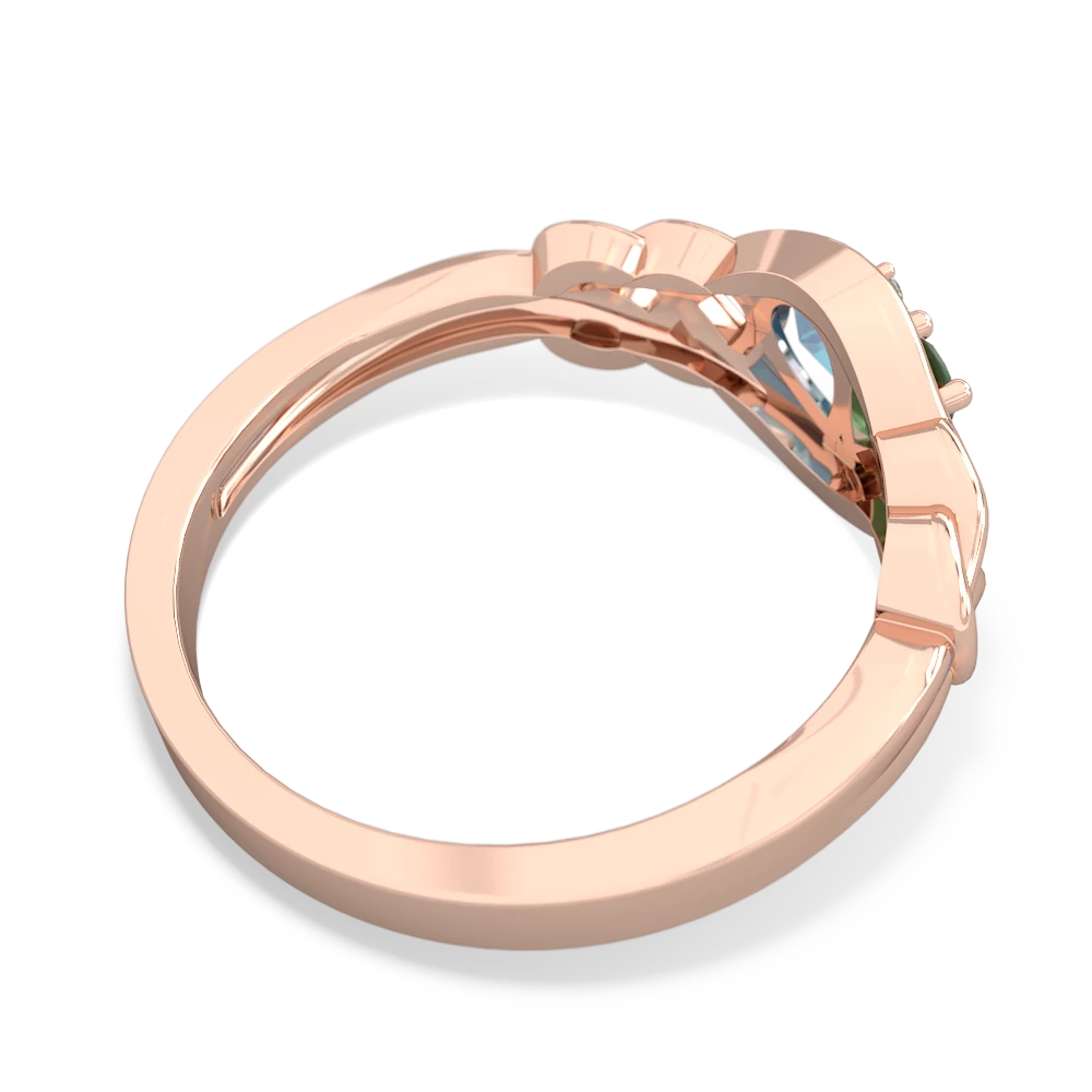 Emerald Celtic Love Knot 14K Rose Gold ring R5420