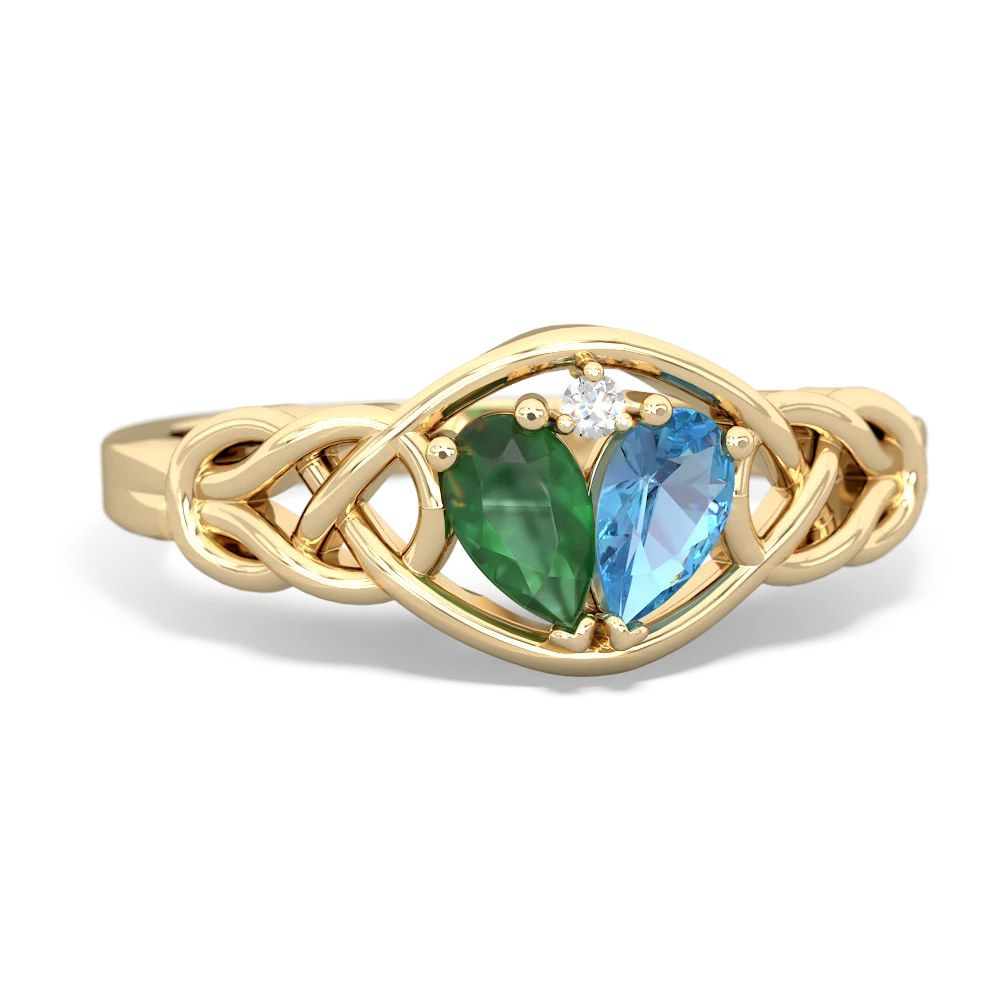 Emerald Celtic Love Knot 14K Yellow Gold ring R5420