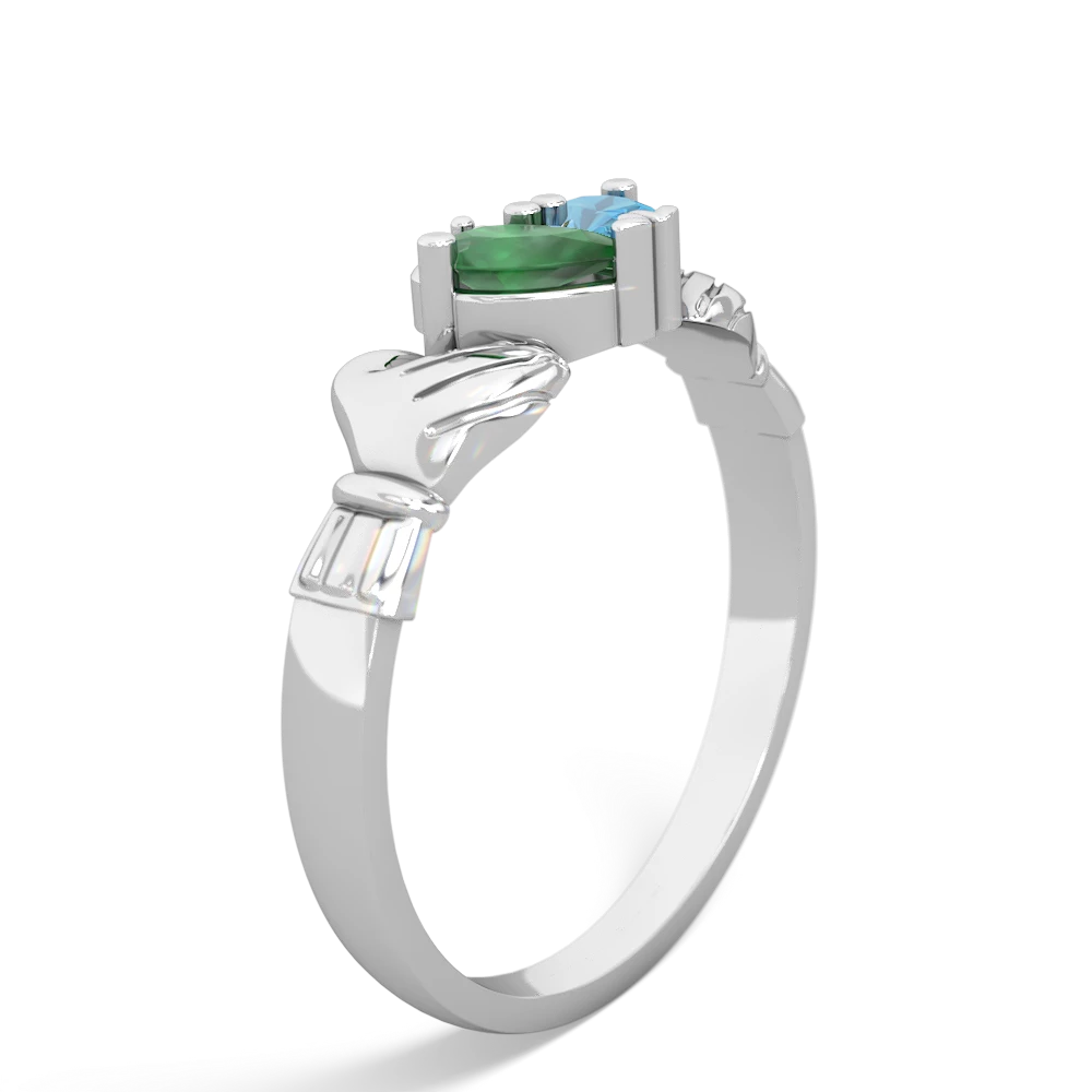 Emerald 'Our Heart' Claddagh 14K White Gold ring R2388