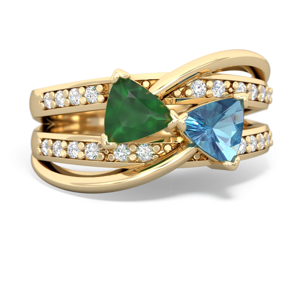 Emerald Bowtie 14K Yellow Gold ring R2360