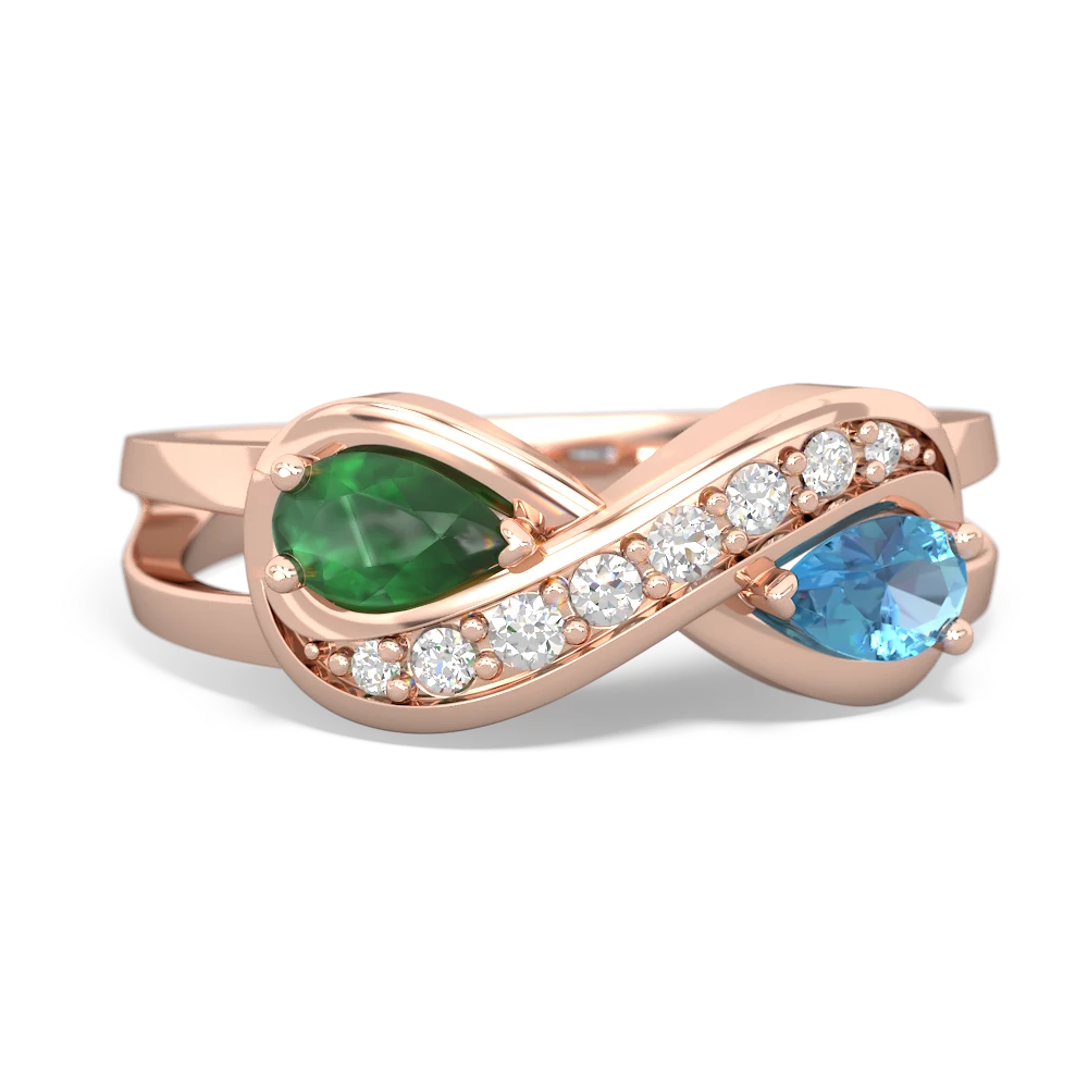 Emerald Diamond Infinity 14K Rose Gold ring R5390