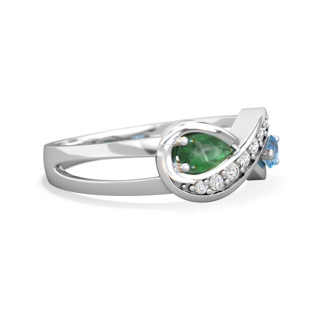 Emerald Diamond Infinity 14K White Gold ring R5390