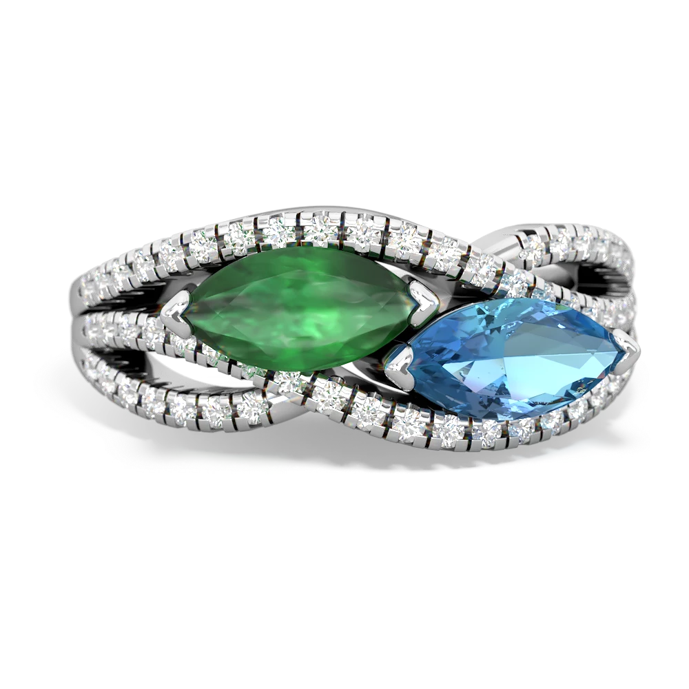 Emerald Diamond Rivers 14K White Gold ring R3070