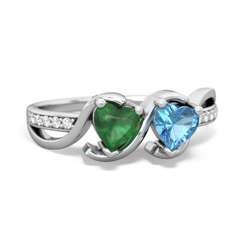 Emerald Side By Side 14K White Gold ring R3090