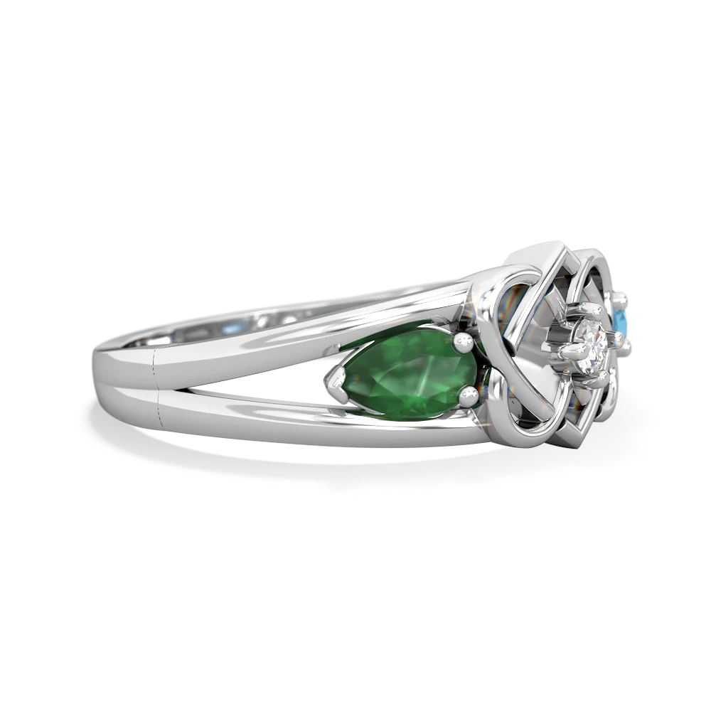 Emerald Hearts Intertwined 14K White Gold ring R5880