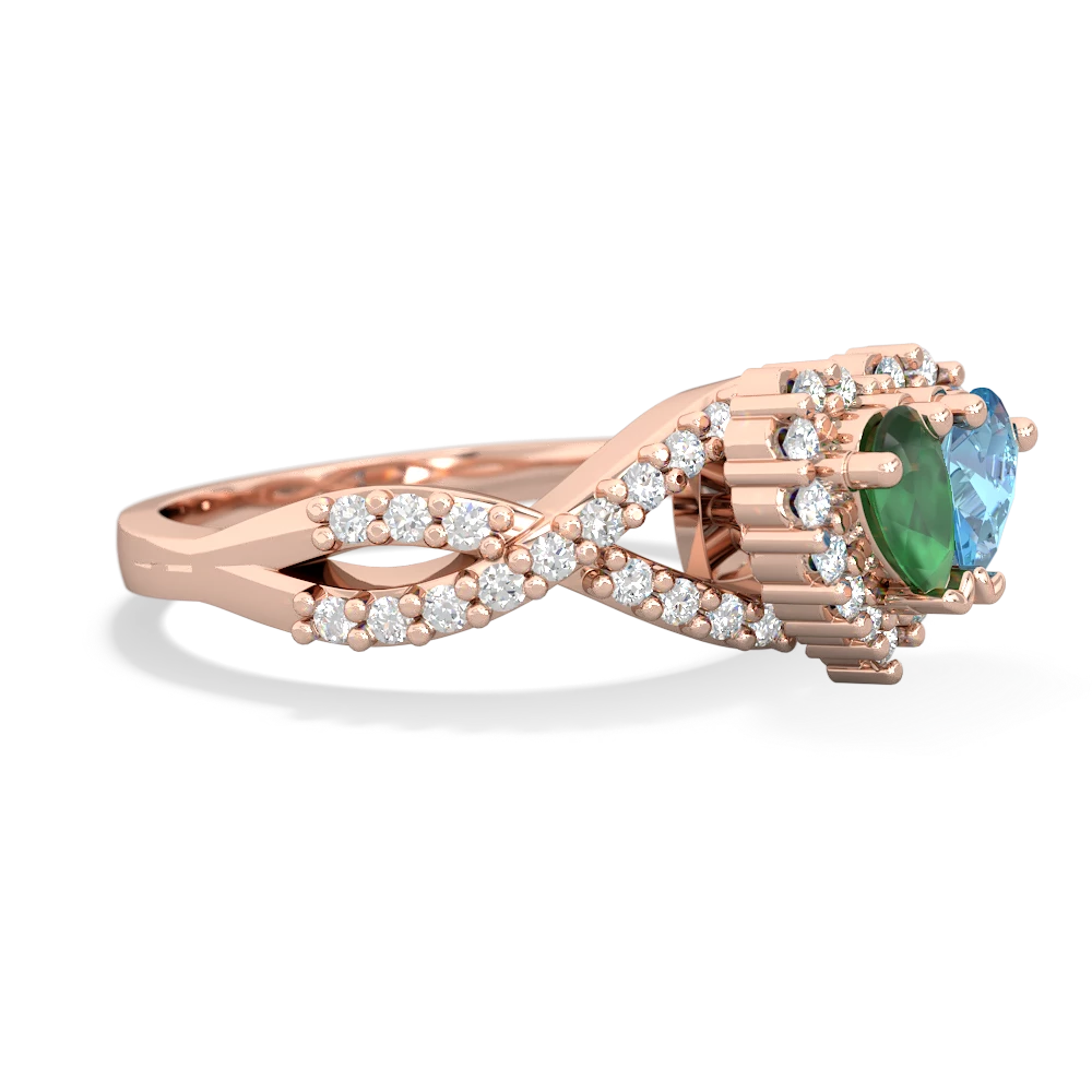 Emerald Diamond Twist 'One Heart' 14K Rose Gold ring R2640HRT