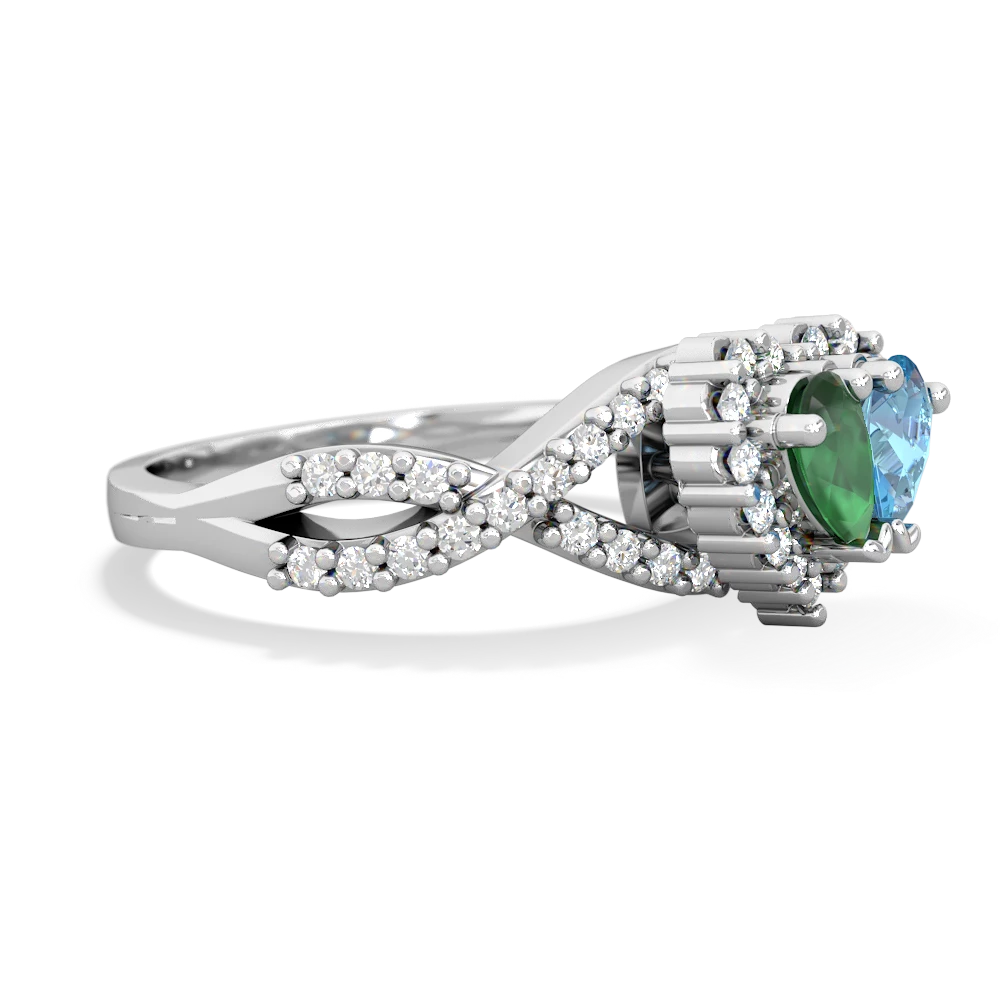 Emerald Diamond Twist 'One Heart' 14K White Gold ring R2640HRT