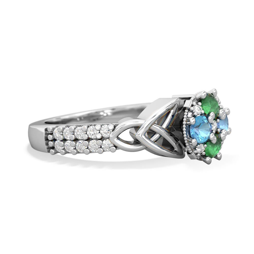 Emerald Celtic Knot Cluster Engagement 14K White Gold ring R26443RD