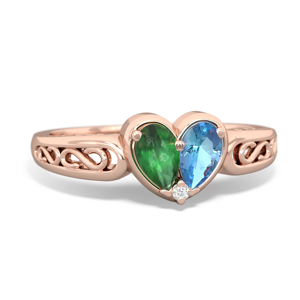 Emerald Filligree 'One Heart' 14K Rose Gold ring R5070