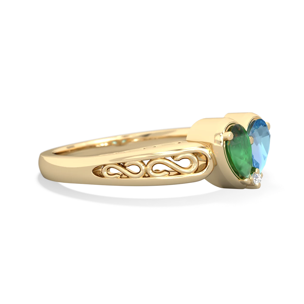 Emerald Filligree 'One Heart' 14K Yellow Gold ring R5070