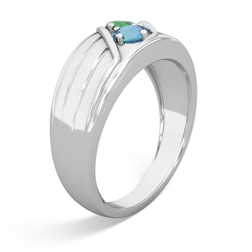 Emerald Men's Streamline 14K White Gold ring R0460