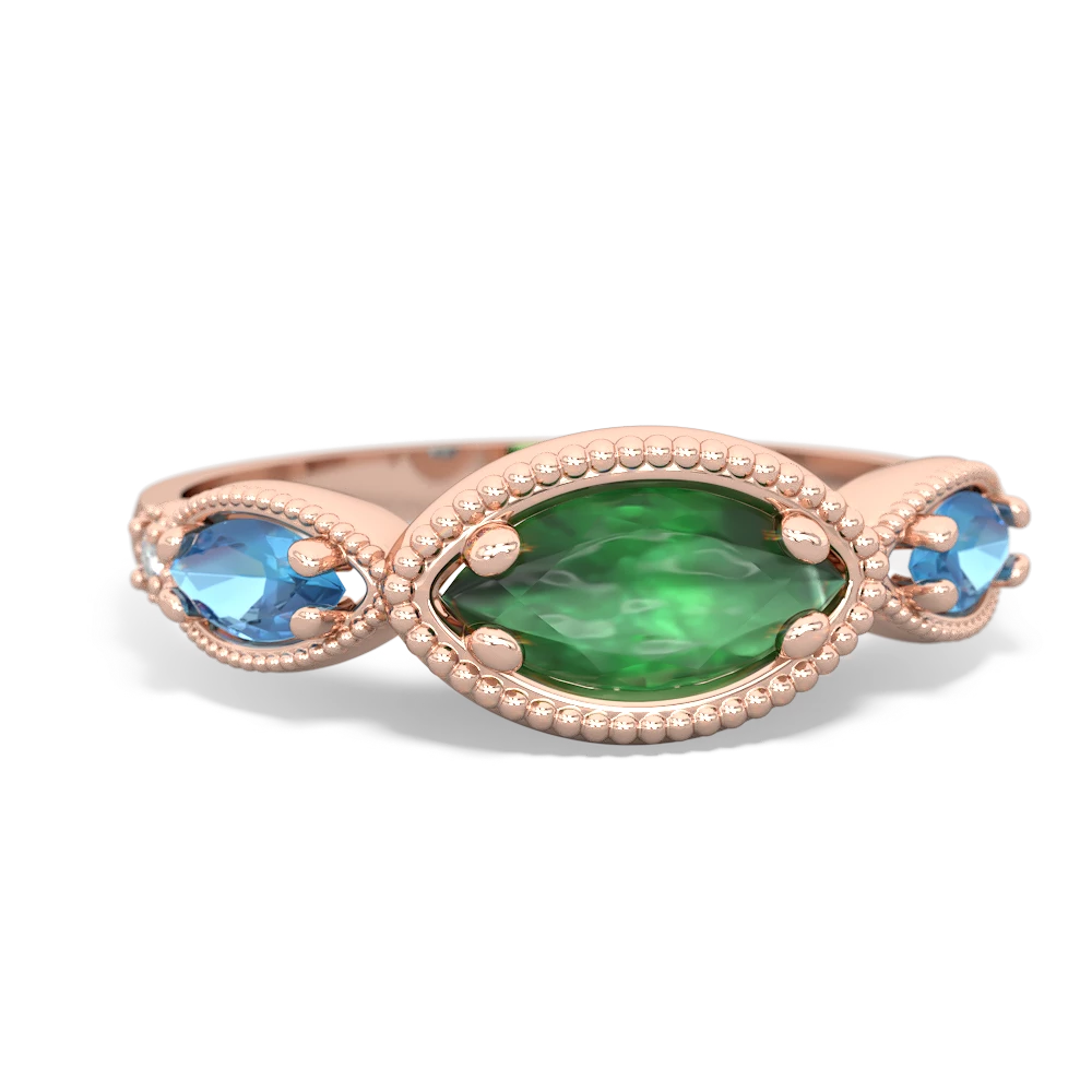 Emerald Milgrain Marquise 14K Rose Gold ring R5700