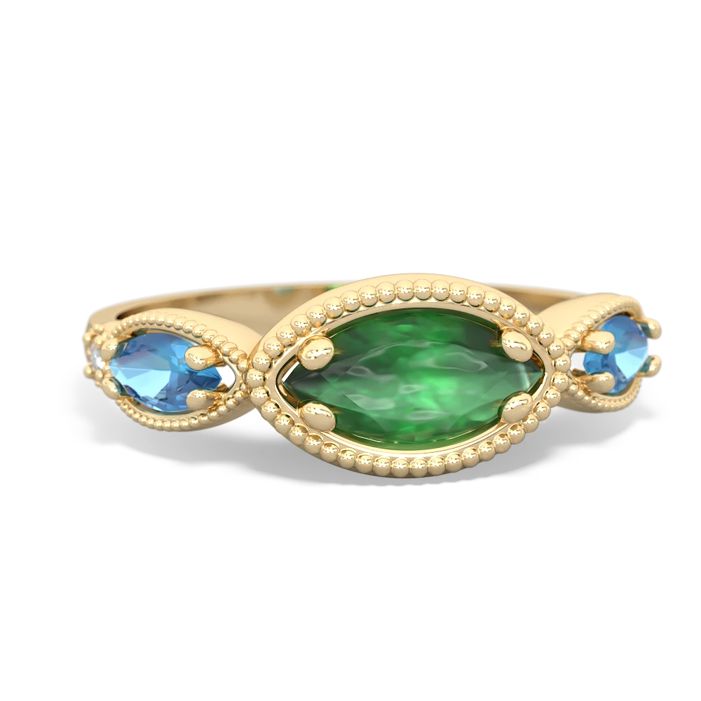 Emerald Milgrain Marquise 14K Yellow Gold ring R5700